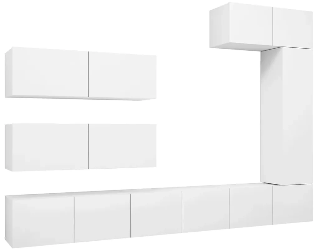 3078717 vidaXL Set dulapuri TV, 7 piese, alb, lemn prelucrat