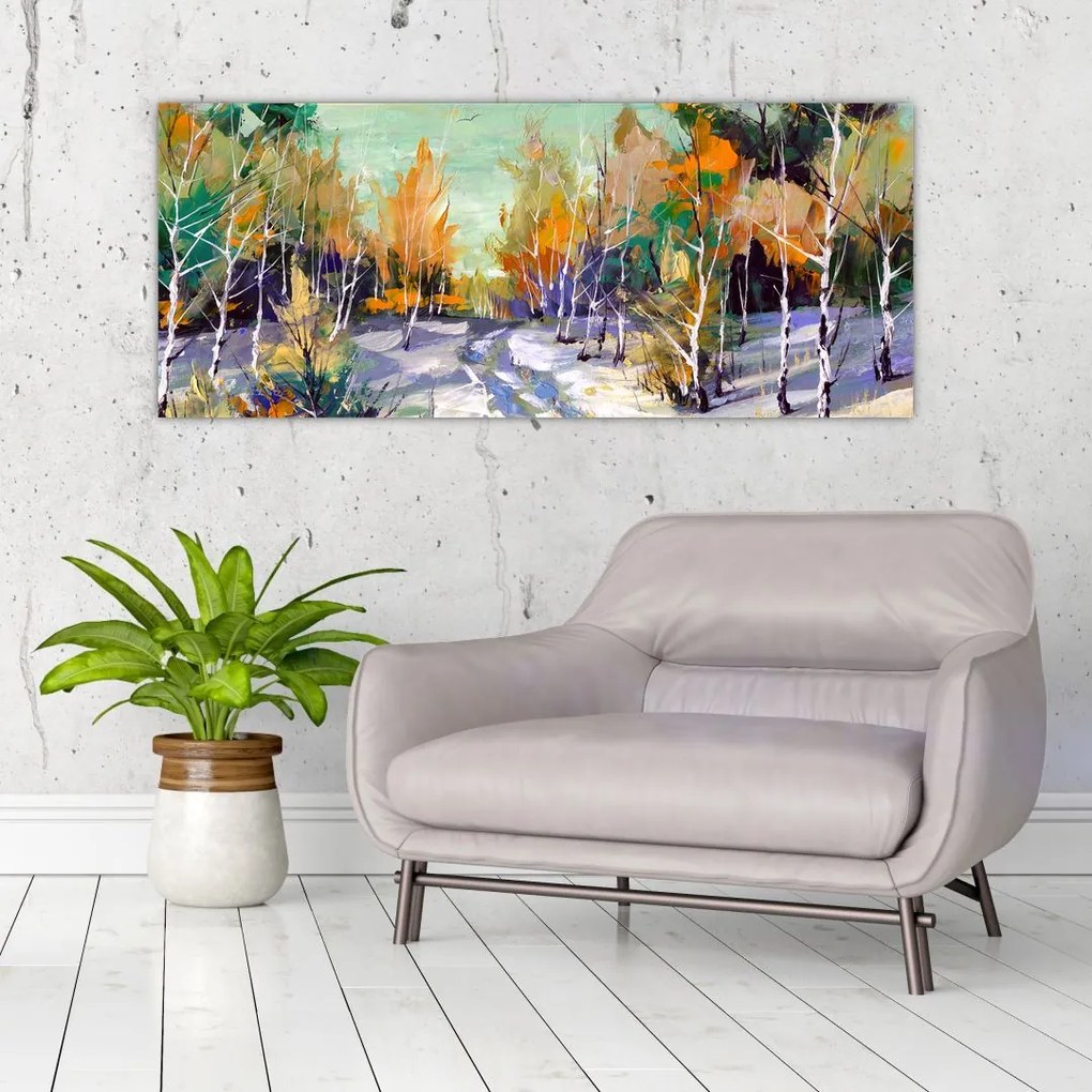 Tablou - Drum înzăpezit prin pădure (120x50 cm)