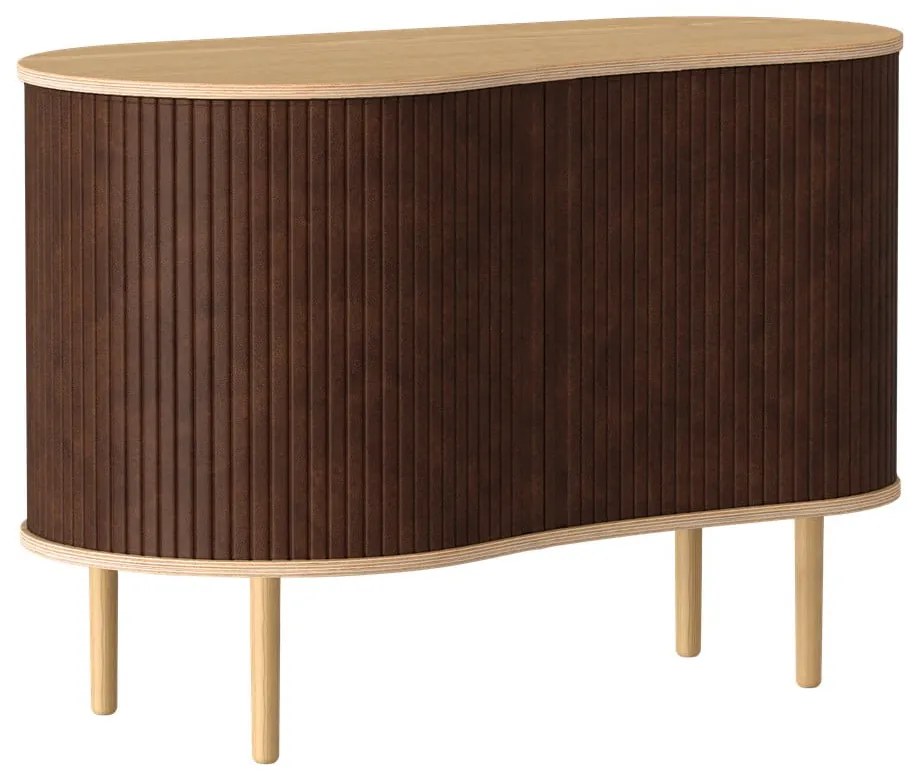 Comodă maro/în culoare naturală joasă cu aspect de lemn de stejar cu ușă glisantă 100x67 cm Audacious – UMAGE