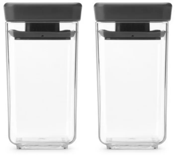 Set 2 borcane pentru condimente Brabantia Tasty+ Stackable 1008883, 150 ml, Fara BPA, Capac, Transparent/Gri inchis