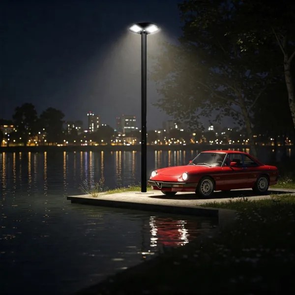 Lampă solară stradală LED cu senzor, 15W/6V, 6500K, IP65, negru + telecomandă