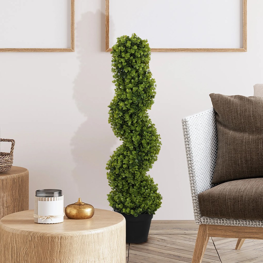 HOMCOM Plantă Artificială Eucalipt Spiralat cu Ghiveci Inclus Rezistent la Raze UV, Ø17,5x90 cm, Verde | Aosom Romania