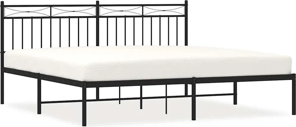 vidaXL Cadru de pat metalic cu tăblie, negru, 183x213 cm