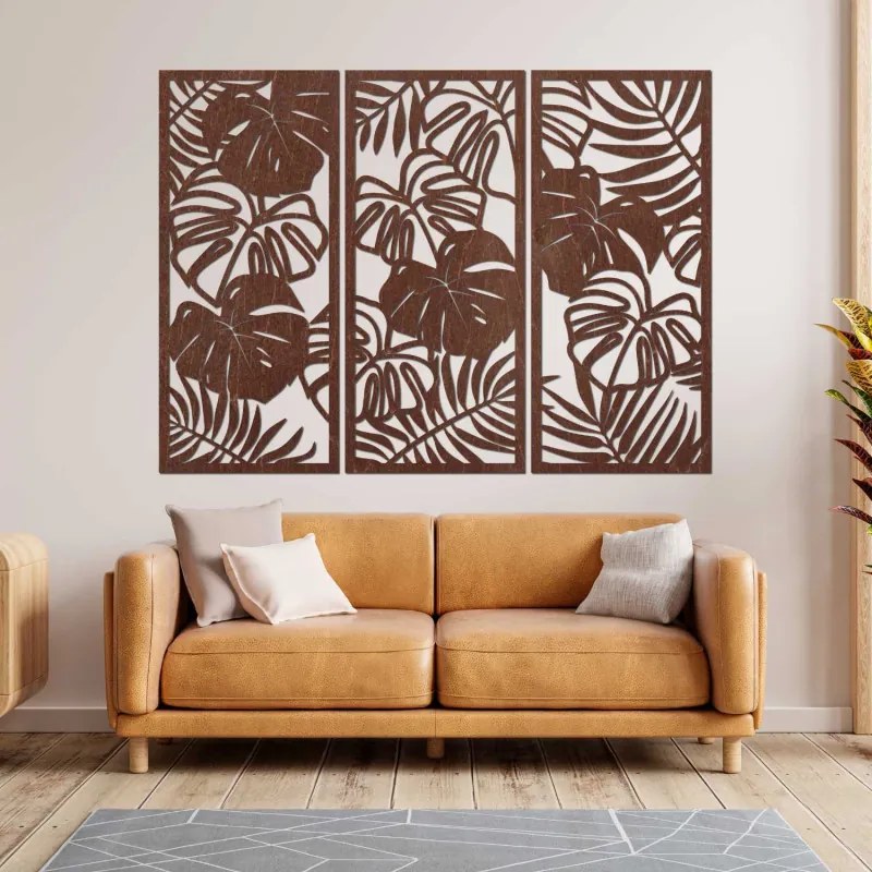 SENTOP | Pictură murală din trei piese cu frunză de monstera | TROPICI