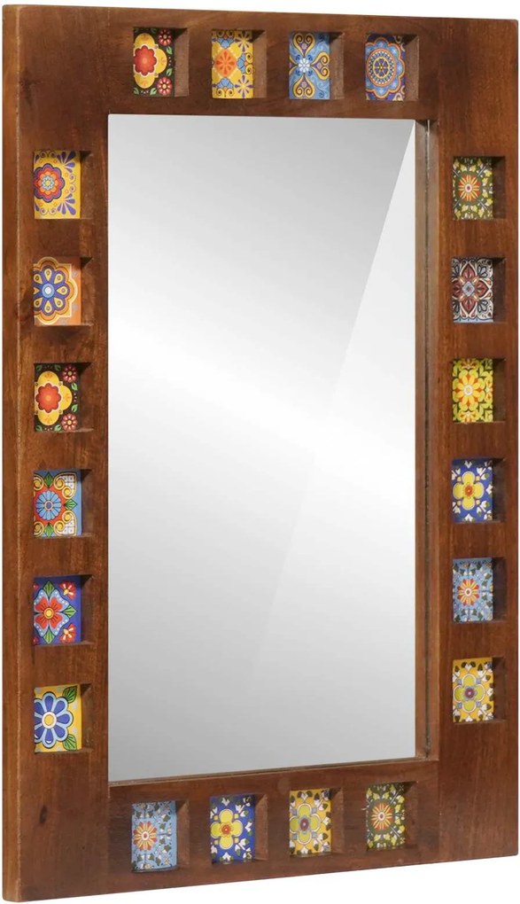 vidaXL Oglindă pentru baie castan 50 x 70 x 2,5 cm Lemn de mango solid