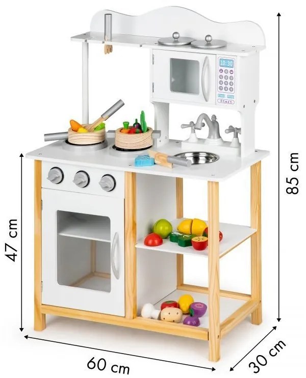 Bucătărie din lemn pentru copii + accesorii Ecotoys