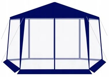 Pavilion pentru gradina/terasa, cadru metalic, impermeabil, cu plasa de tantari, albastru, 4x1.95x2.5 m