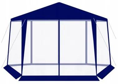 Pavilion pentru gradina/terasa, cadru metalic, impermeabil, cu plasa de tantari, albastru, 4x1.95x2.5 m
