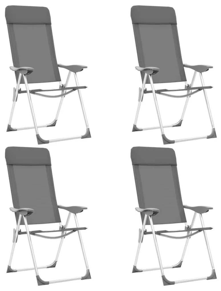 vidaXL Scaune de camping pliante, 4 buc., gri, aluminiu