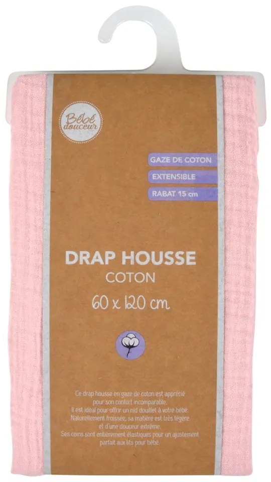 Cearceaf pentru copii din muselină pentru pătuț cu elastic 60x120 cm – Bébé Douceur