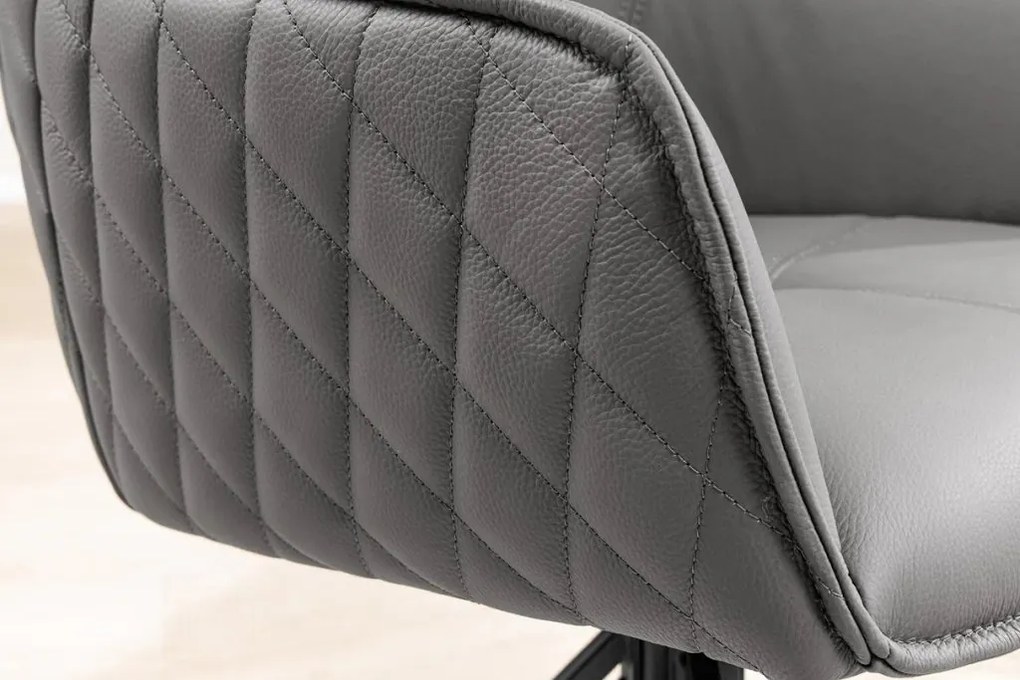 Set 2 scaune Pivotante, Piele Naturala, Gri, Euphoria