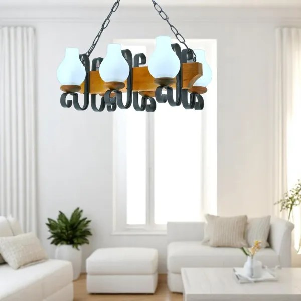 Lustră pe lanț Brilagi QUEEN 6xE14/40W/230V fag/nuc