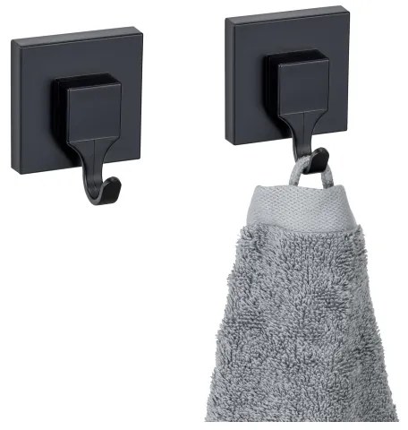 WENKO 71448800 - Cârlig VACUUM-LOC QUADRO ED, 6 x 7 cm, negru