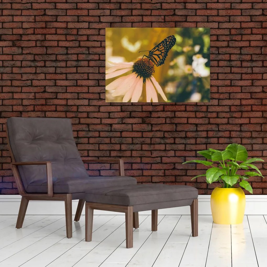 Tablou cu fluture pe floare (70x50 cm)