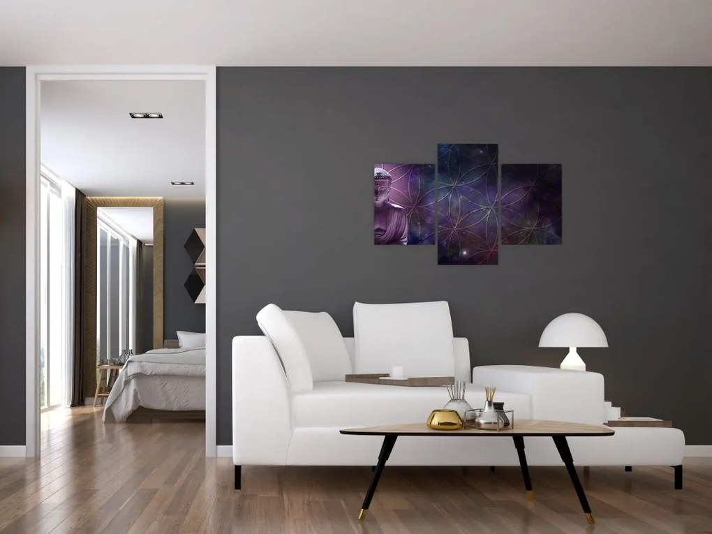 Tablou - Buddha cu florile vieții (90x60 cm)
