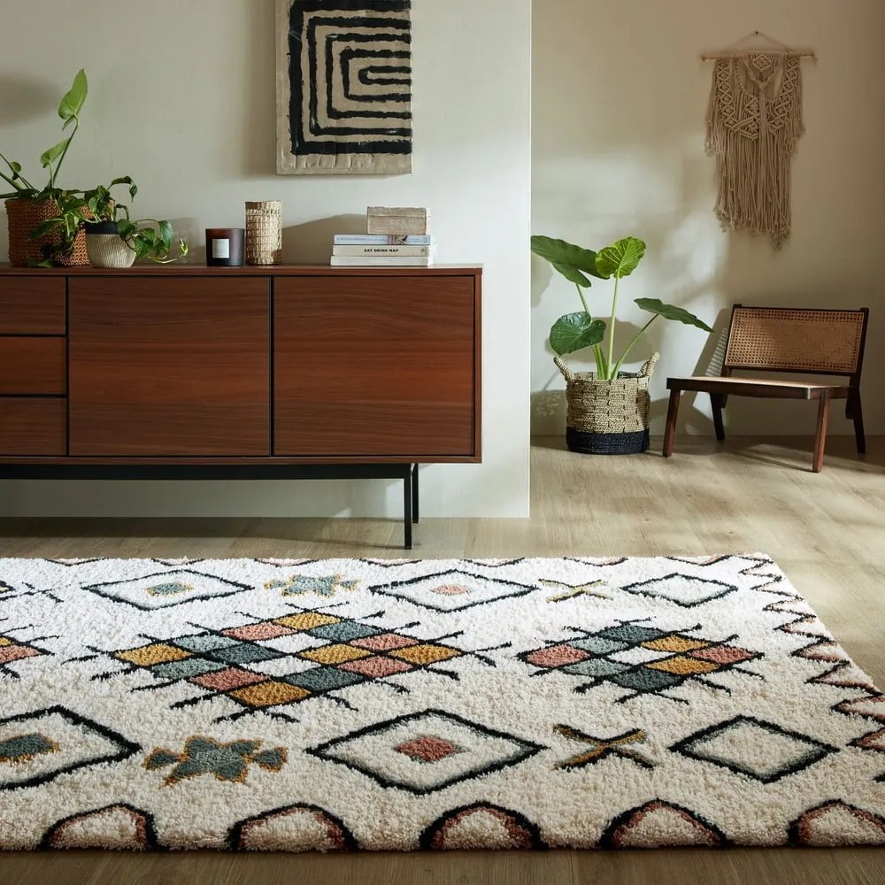 Covor crem țesut manual din lână 120x170 cm Moroccan Midar – Flair Rugs