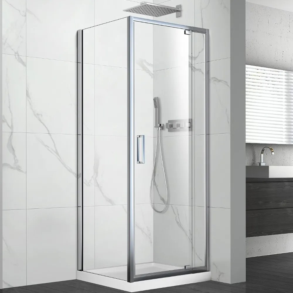 Cabina de dus patrata Fluminia Anda cu usa pivotanta 80x80 cm crom