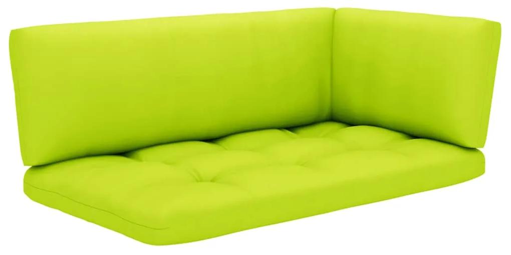 Set mobilier paleti cu perne, 6 piese, alb, lemn pin tratat verde aprins, 2x colt + mijloc + 2x suport pentru picioare + masa, Alb, 1