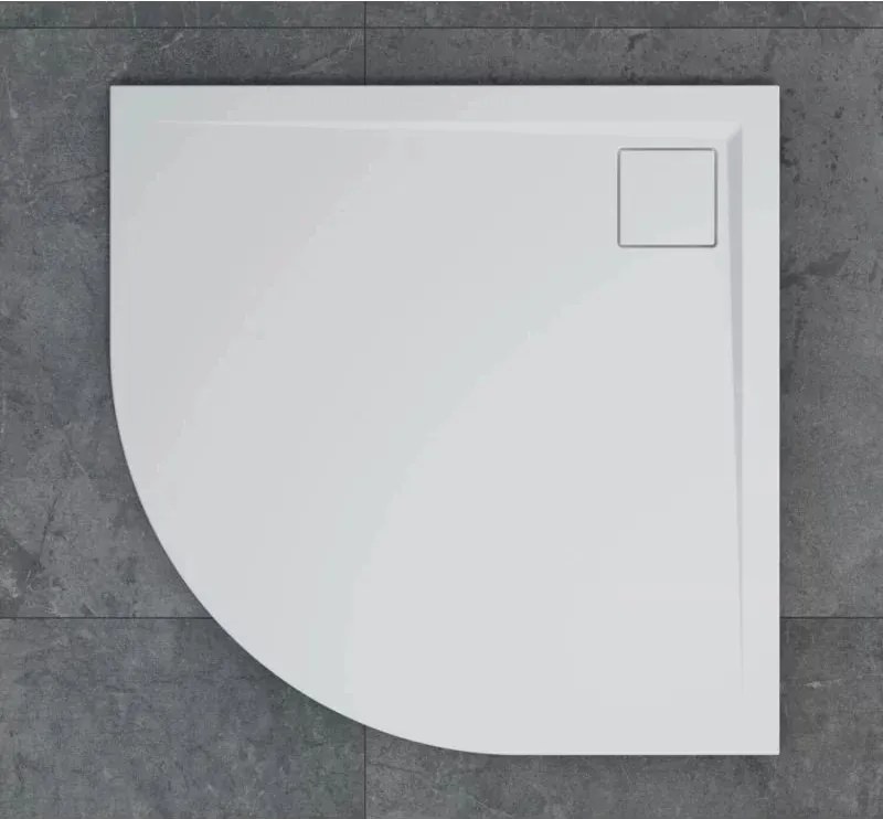Cadita de dus semirotunda alb SanSwiss Livada W20A 90x90 cm slim