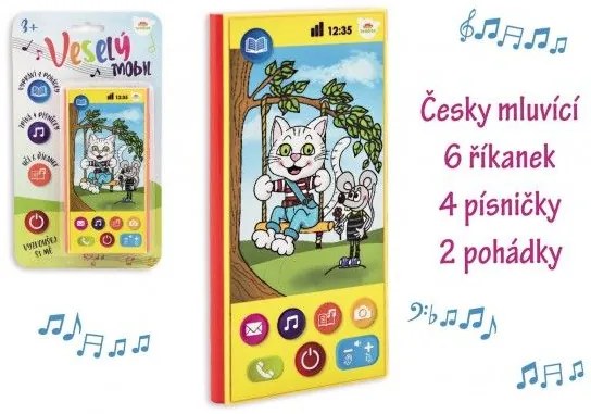 Telefon/mobil vesel,plastic 7,5x15cm pe baterie cu sunet