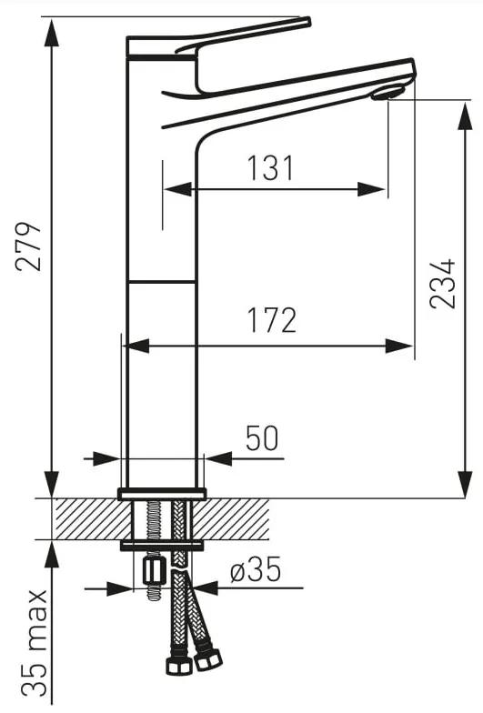 Baterie lavoar inalta FDesign Seppia cu ventil click-clack, negru - FDSFD1-SPA-2L-22