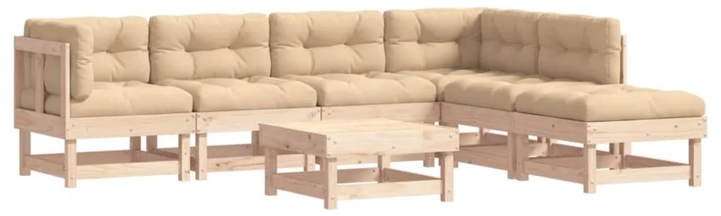 3185955 vidaXL Set mobilier de grădină cu perne, 7 piese, lemn masiv