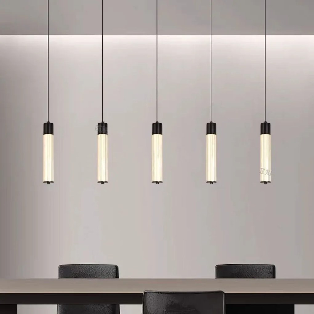 Lustră LED cu Telecomandă, Negru – 50W, 3 Tonuri de Lumină, 800×H1000 mm