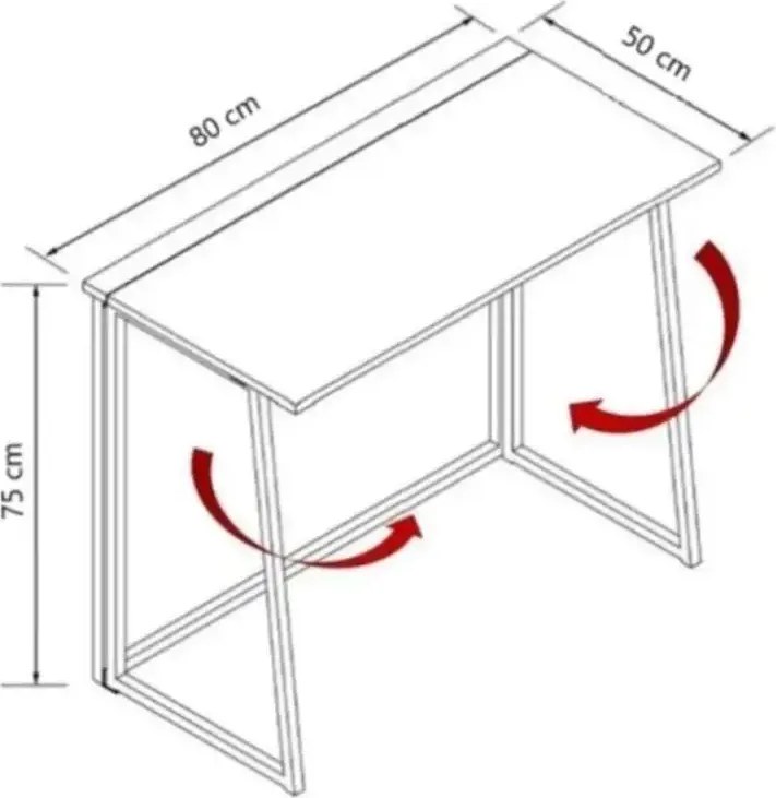 Birou pliabil cu cadru metalic Util Homs 80 x 50 x 75 cm,Alb-negru
