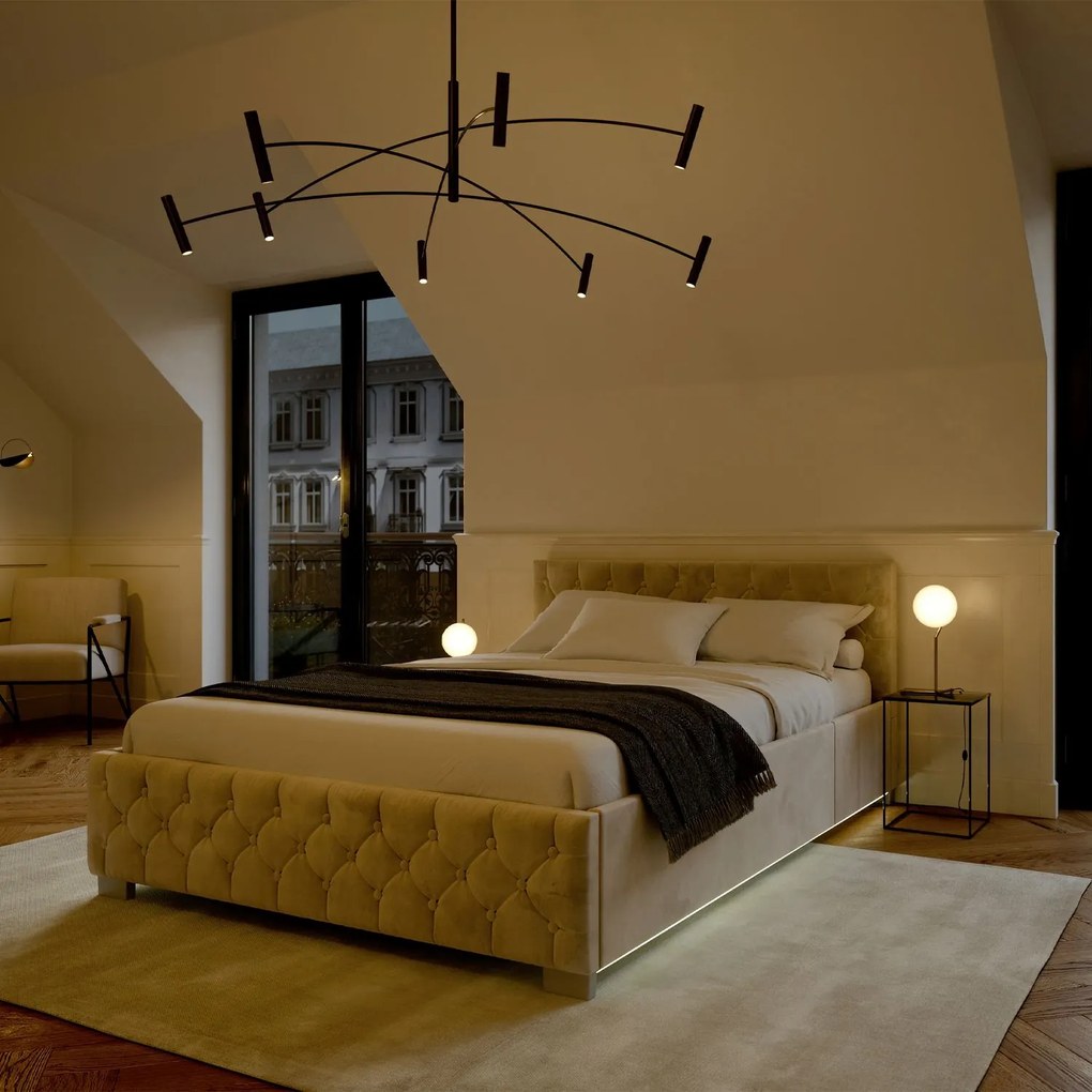 Pat tapitat Nizza 120 x 200 cm cu iluminare LED de culoare bej
