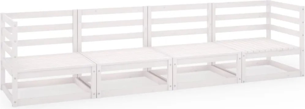 vidaXL Set mobilier de grădină cu 4 locuri, alb, lemn masiv de pin