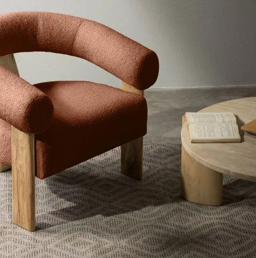 Fotoliu design maro KOKEI, stejar