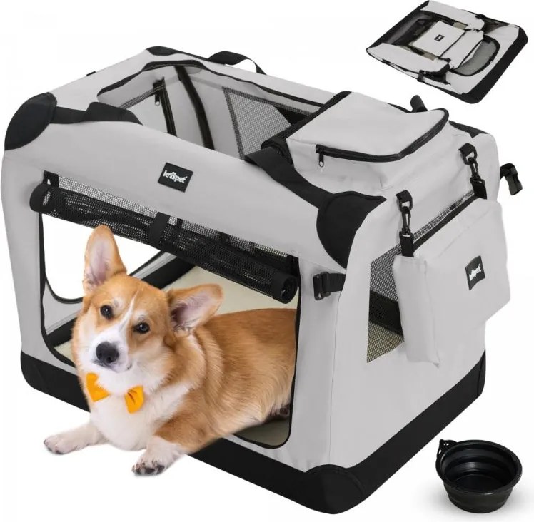 Leopet Cutie de transport pentru câini M, 60 x 42 x 42 cm, g