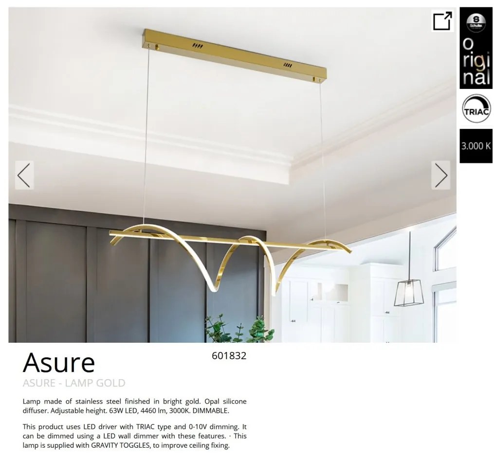 Lustra LED suspendata design modern Asure auriu