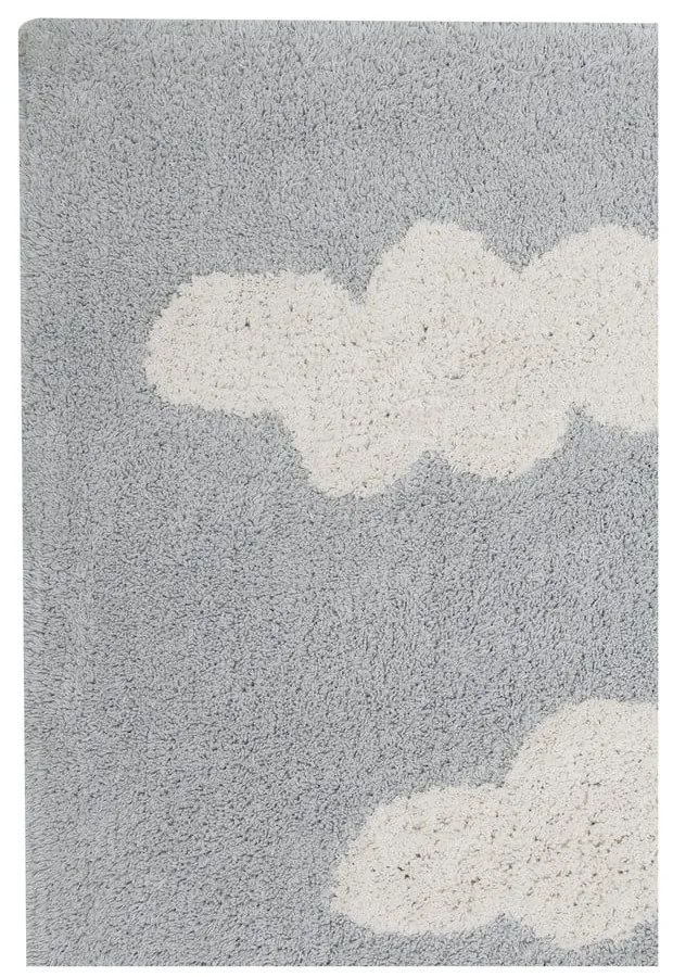 Covor pentru copii gri lavabil/țesut manual din amestec de bumbac 120x160 cm Clouds Grey – Lorena Canals