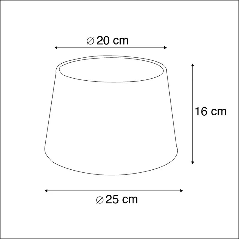 Abajur din bumbac negru cu interior auriu 25/20/16