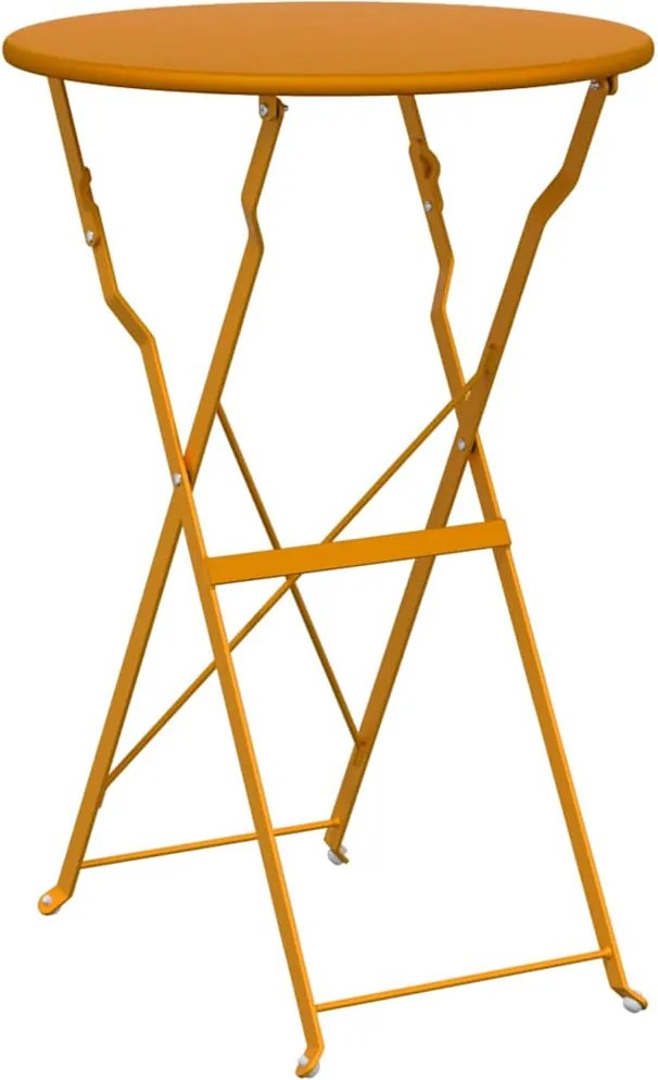 vidaXL Masă de bistro Muștar Ø 50 x 71 cm Oțel acoperit cu pulbere