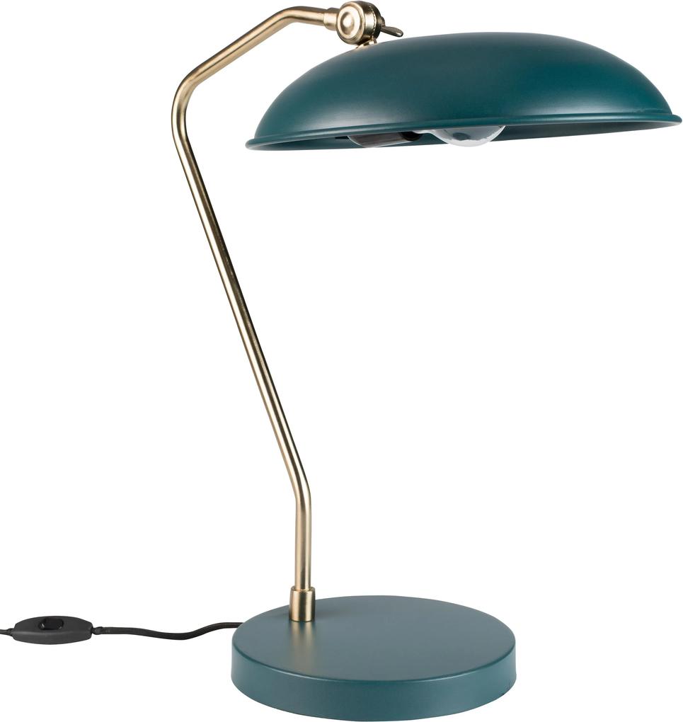 Lampa de birou din metal verde si detalii aurii Liam Teal