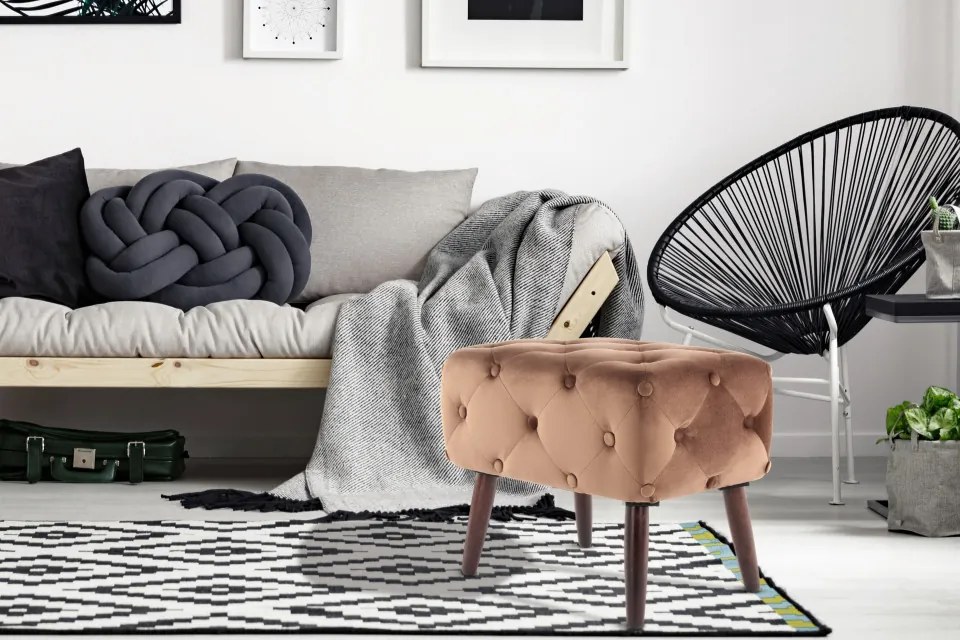 Taburet tapitat Piano maro deschis