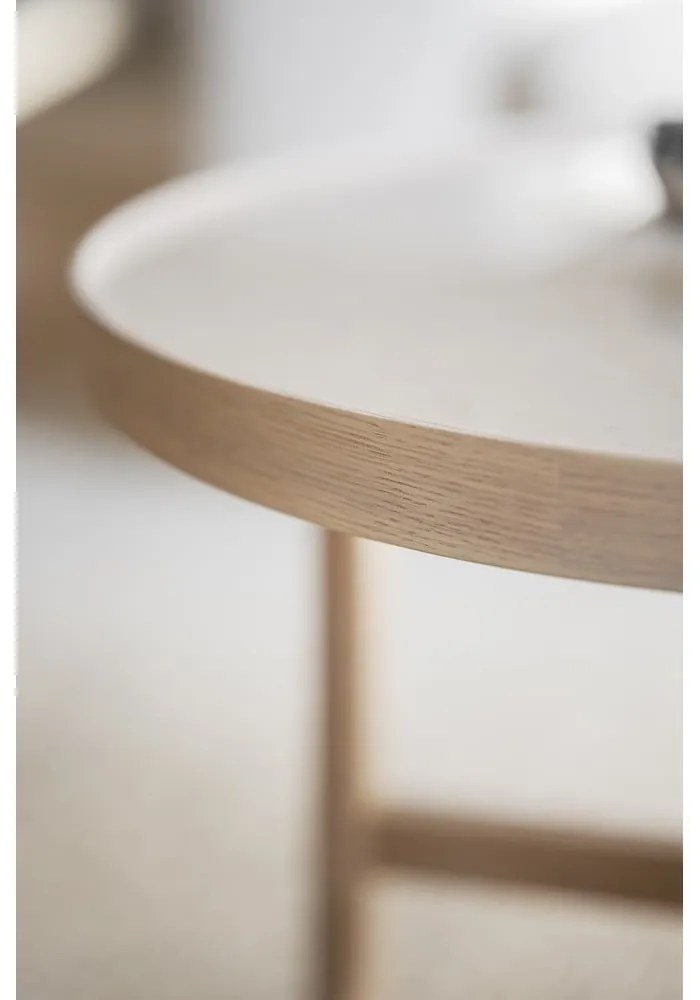 Măsuță de cafea în culoare naturală rotundă cu blat ceramic 90x90 cm Marsden – Rowico
