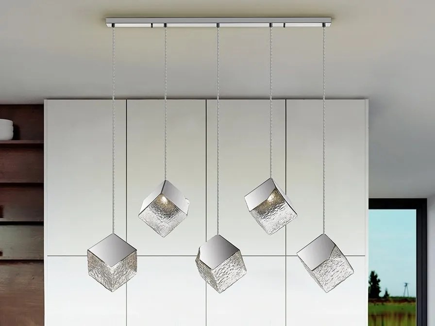 Lustra moderna cu 5 Pendule design decorativ Priscila crom