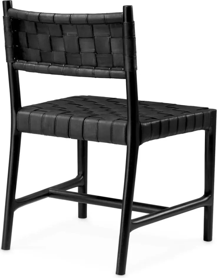 Scaun design LUX, Piele clasica neagra, Lemn, Tiberio