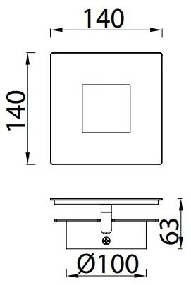 Aplica de perete LED design ambiental DALIA 14x14cm, negru/ auriu