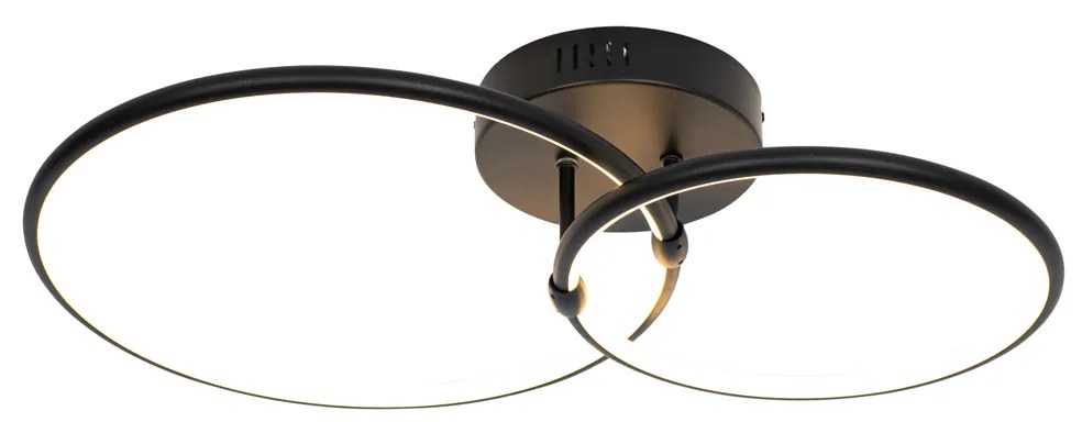 Plafoniera neagră incluzând LED cu dimmer în 3 trepte cu 2 lumini - Joaniqa