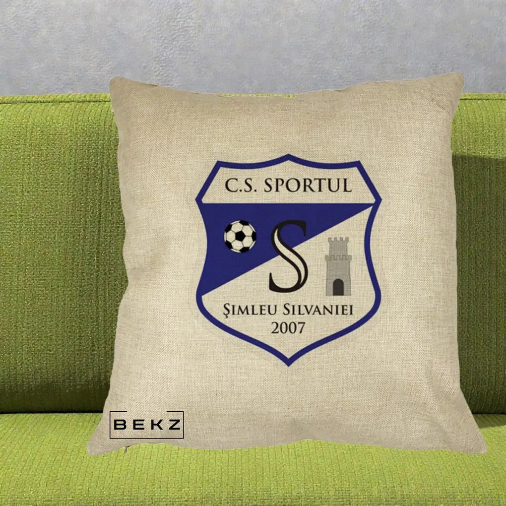 Perna Personalizata CS Sportul Simleu Silvaniei 2007, 40x40 cm, Crem, Husa Detasabila, Perna Inclusa, BEKZ®