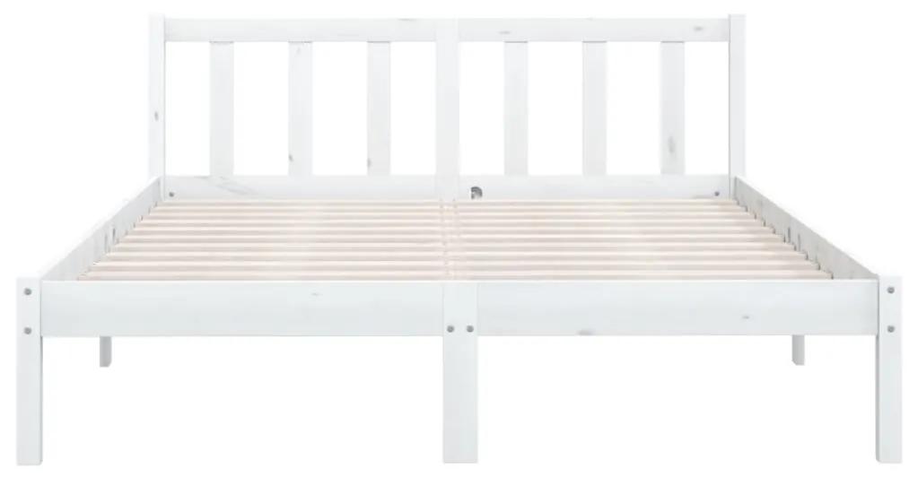 Cadru de pat UK Small Double, alb, 120x190 cm, lemn masiv pin Alb, 120 x 190 cm