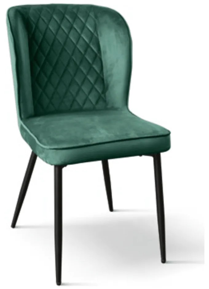 SET 4 Scaune Manta, structura metalica, catifea - VERDE - CATIFEA - NEGRU - STANDARD