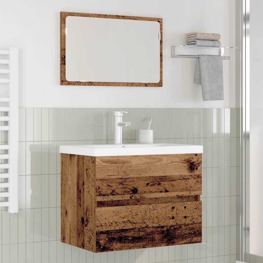 vidaXL Set de mobilier pentru baie 3 pcs Lemn vechi 60 x 38.5 x 45 cm