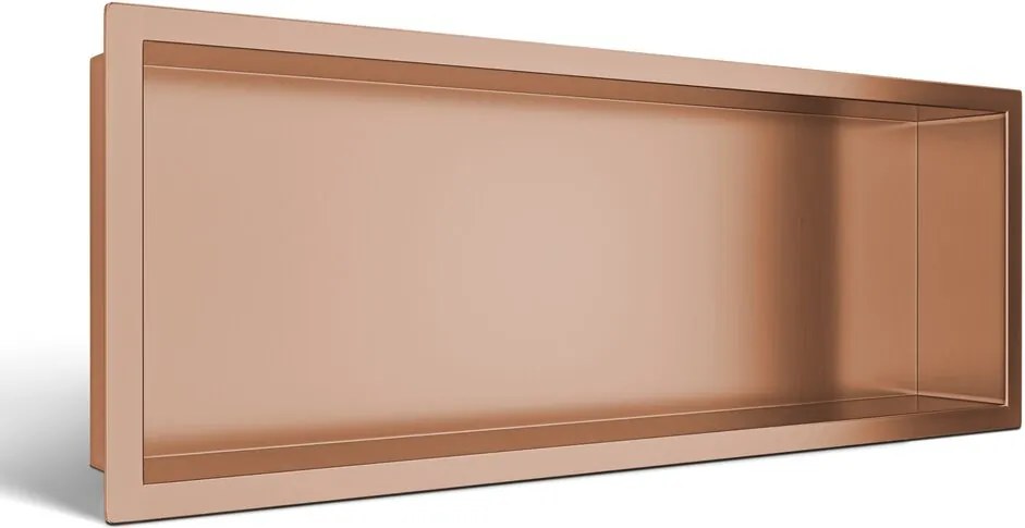 Raft incastrat dreptunghiular Balneo Wall-Box One cu rama 60x20x10 cm cupru lucios