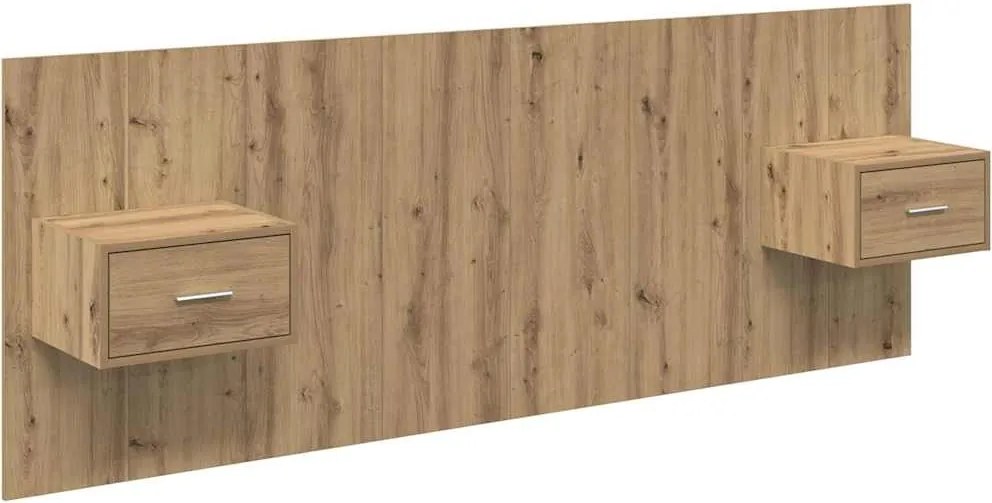 vidaXL Tăblie cu Noptieră 3 pcs Stejar Artizanal Lemn compozit