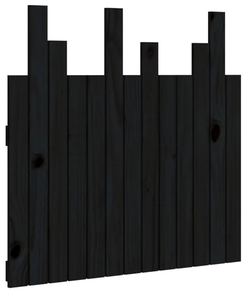 824807 vidaXL Tăblie de pat pentru perete, negru, 82,5x3x80 cm lemn masiv pin